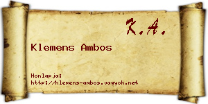 Klemens Ambos névjegykártya